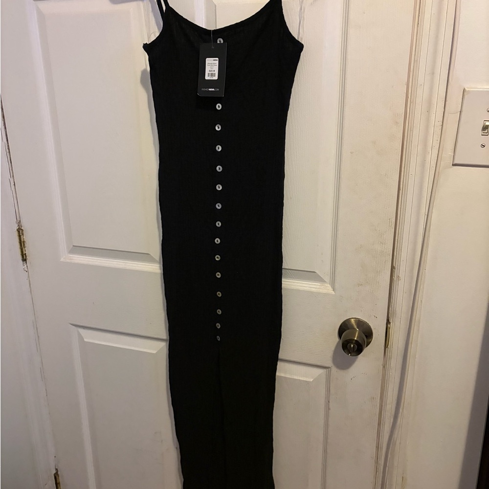 Elegant Black Button-Down Dress